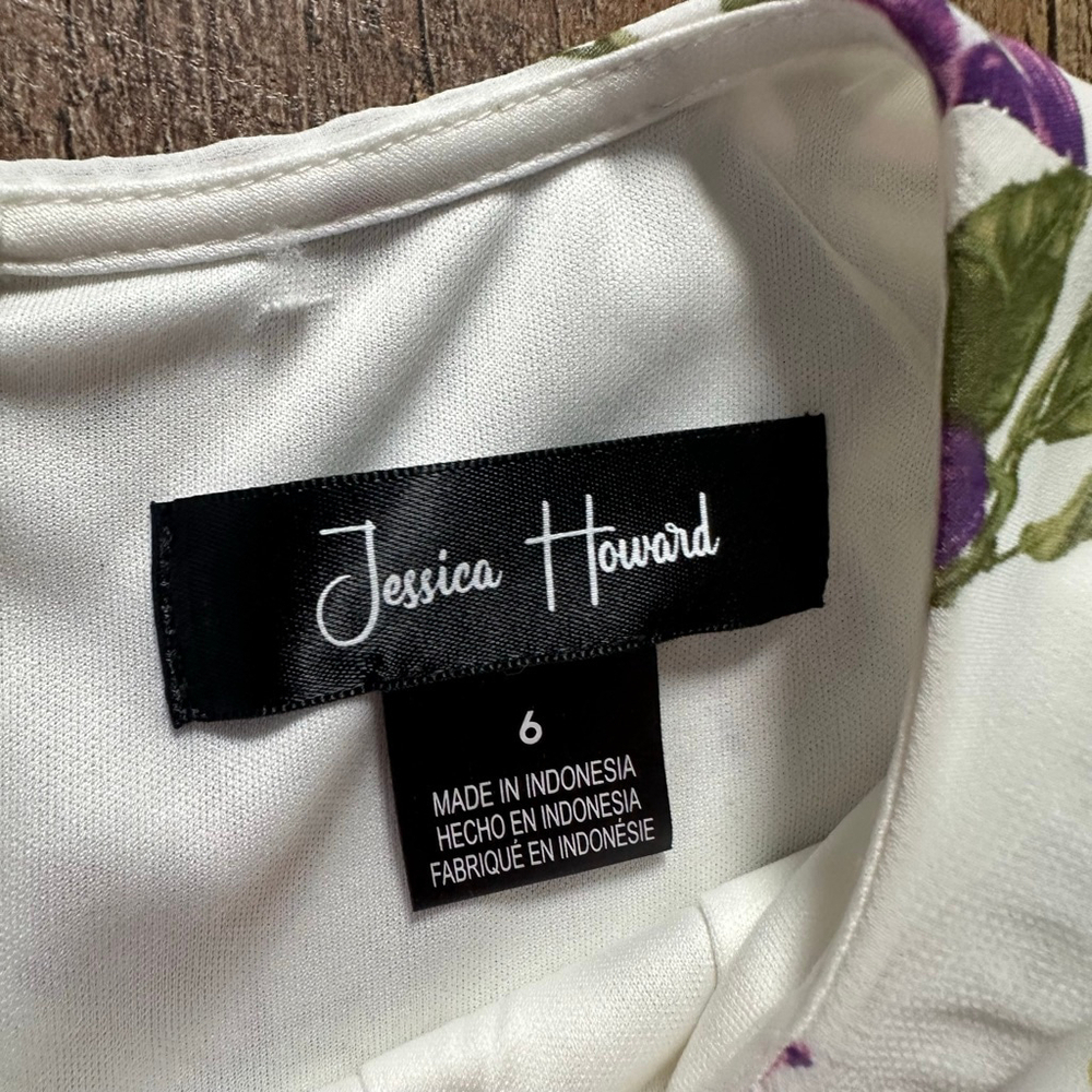 Women's Jessica Howard White Purple Floral High Low Dress Size 6 - Picture 4 of 14